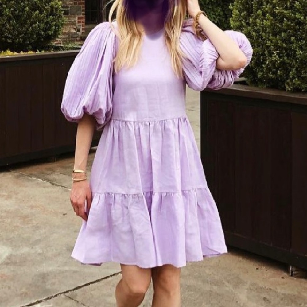 SEA NY Bailey Broomstick Puff Sleeve Tiered Dress NWT XS